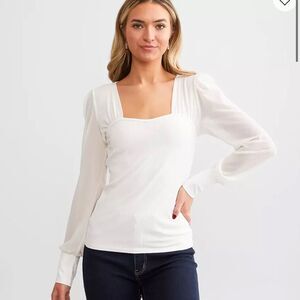 NWT Red by BKE Buckle Elegant White Long Sleeve Top, XL